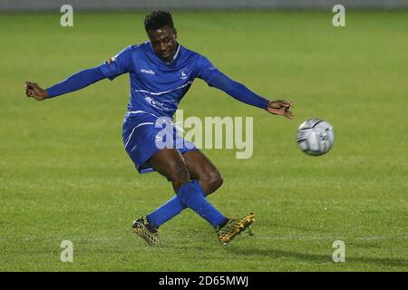 Timi Odusina von Hartlepool United beim Vanarama National League Spiel zwischen Hartlepool United und Bromley im Victoria Park, Hartlepool am Dienstag, 13. Oktober 2020. (Quelle: Mark Fletcher, Mi News) Stockfoto