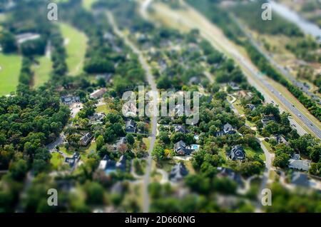 Tilt Shift, Urban Sprawl Luftaufnahme von Myrtle Beach, South Carolina Stockfoto