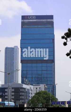 Jakarta / Indonesien - 5. September 2020. UOB Plaza ist ein Grade B Bürogebäude zu vermieten, in Jalan Thamrin, Central Jakarta. UOB Plaza hat 9 f Stockfoto