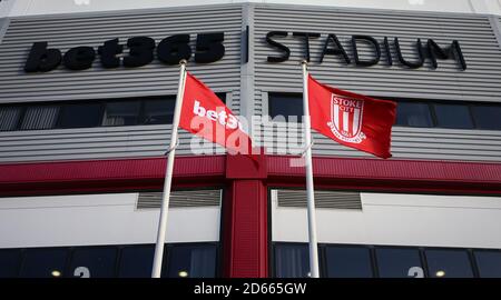 Starker Wind im Bet 365-Stadion Stockfoto