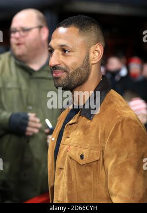 Boxer Kell Brook kommt an die Tribüne Stockfoto