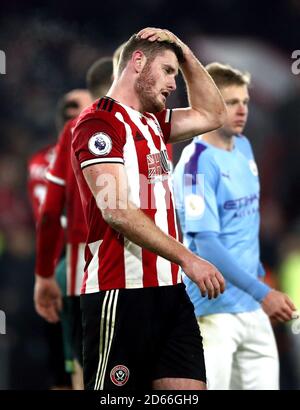 Jack O'Connell von Sheffield United erscheint nach dem Abpfiff niedergeschlagen Stockfoto