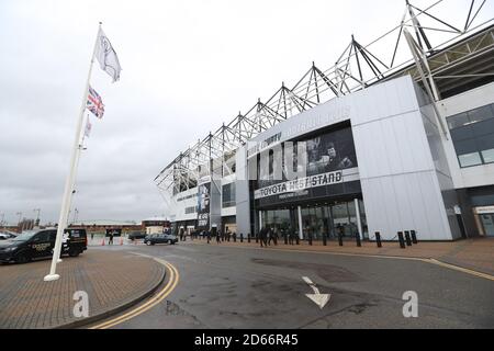 Allgemeiner Blick auf das Stadion Pride Park von Derby County vor dem Spiel Stockfoto