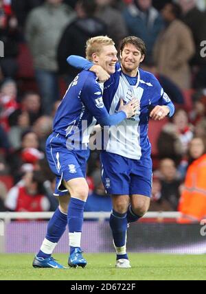 Garry O'Connor (links) von Birmingham City feiert ein ausgeglichendes Tor In der zweiten Hälfte Stockfoto