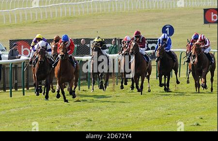 Unfehlbar geritten von Jimmy Fortune führt das Spiel auf seine Weg, um die Leslie Harrison Memorial Nell Gwyn Stakes zu gewinnen (Gruppe 3 Der Fillies) Stockfoto