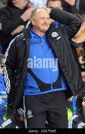 Chelsea-Manager Luiz Felipe Scolari zeigt seine Frustration auf der Touchline Stockfoto