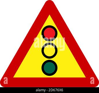 Warnschild mit Ampel-symbol Stockfoto