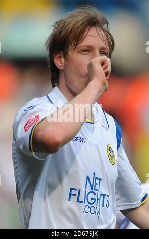 Luciano Becchio von Leeds United feiert sein Ziel Stockfoto