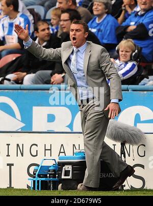 Huddersfield Town Manager Lee Clark an der Touchline Stockfoto