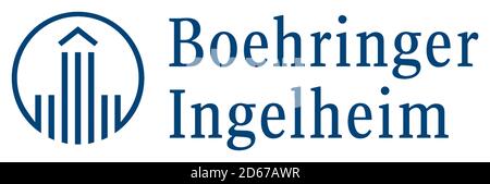 Logo des deutschen Pharmaunternehmens Boehringer Ingelheim mit Sitz in Ingelheim am Rhein - Deutschland. Stockfoto