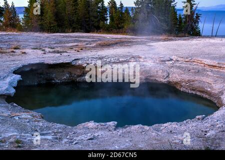Wogende Quelle im West Thumb Geyser Basin, Yellowstone National Park, Wyoming, USA Stockfoto