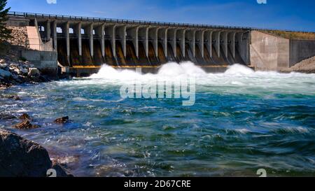 Jackson Lake Dam, Snake River, Grand Teton Nat'l Park, Wyoming, USA Stockfoto