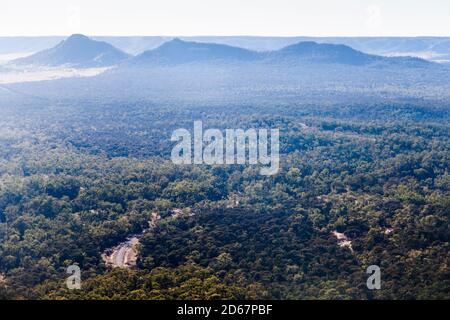 Arcadia Valley vom Lonesome Lookout in der Nähe von Injune, Central Queensland. Stockfoto