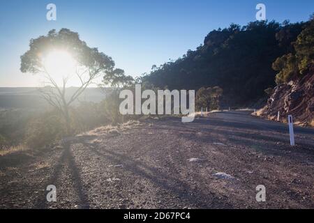 Blick ins Arcadia Valley vom Karingbal Pass in der Nähe von Injune, Central Queensland. Stockfoto