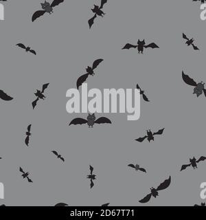 Fledermäuse im Flug nahtlose Wiederholung Vektor Schwarm von Fledermäusen silhouetted Gegen den grauen Nachthimmel Oberfläche Muster Design Stock Vektor