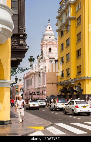 Straße an der Plaza Mayor, Plaza de Armas, 'Plaza de Armas de Lima', Lima, Peru, Südamerika Stockfoto