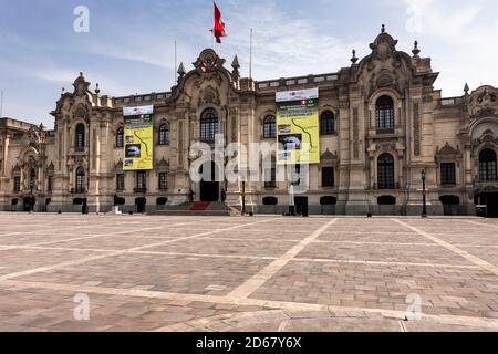 Plaza Mayor und Regierungspalast, Plaza de Armas, 'Plaza de Armas de Lima', Lima, Peru, Südamerika Stockfoto