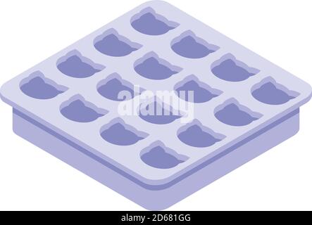 Symbol für Eisschale mit Katzengesicht, isometrischer Stil Stock Vektor