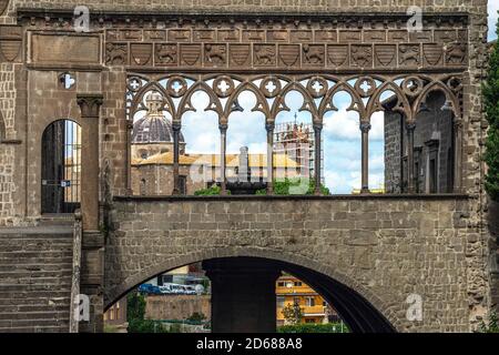 Loggia dei Papi oder des Segens, Palazzo dei Papi a Viterbo. Stockfoto