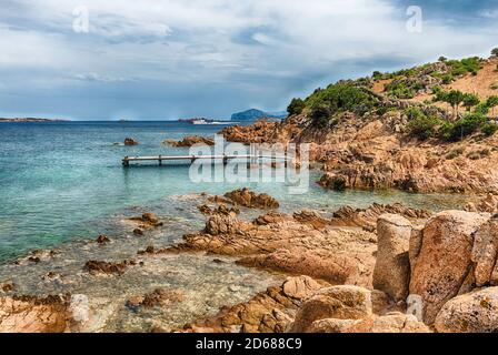 Blick auf die berühmte Spiaggia del Principe, einem der schönsten Strände der Costa Smeralda, Sardinien, Italien Stockfoto