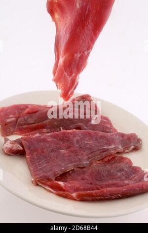Rindersteaks bereit, als ketogene Diät zu kochen Stockfoto
