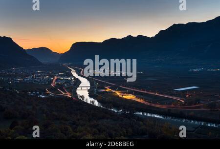 Blick ins Etschtal Richtung Salurn, Salurn im Südtiroler Unterland, Niederland, europa, Mitteleuropa, italien Stockfoto