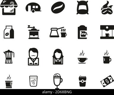 Coffee Shop Icons Black & White Set Big Stock Vektor