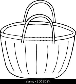 Eine einfache Kontur Vektor Illustration eines Einkaufs oder Strandtasche, isoliert Objekt auf dem weißen Hintergrund, umweltfreundliche Konzept Stock Vektor