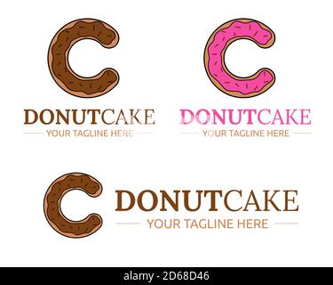 Illustration Vektor Design von Donut Kuchen Logo Vorlage für Unternehmen Oder Unternehmen Stock Vektor