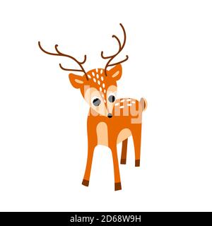 Cute Cartoon Hirsch isoliert auf weißem Hintergrund. Vektorgrafik. Stock Vektor