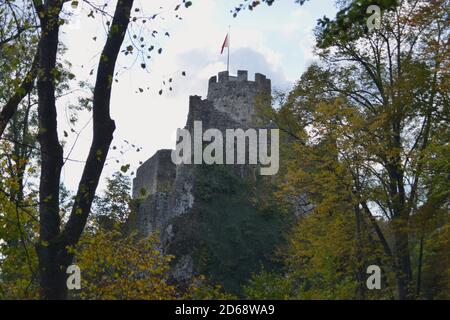 Herrliche Aussicht auf Schloss Neu Falkenstein und die Umgebung in St. Wolfgang Stockfoto