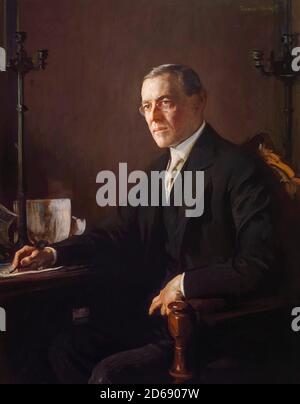 Woodrow Wilson (1856-1924), amerikanischer Politiker, der als 28. Präsident der Vereinigten Staaten diente, Porträtmalerei von Edmund Charles Tarbell, 1920-1921 Stockfoto