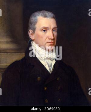 James Monroe (1758-1831), amerikanischer Staatsmann und Gründungsvater, fünfter Präsident der Vereinigten Staaten, Porträtmalerei von John Vanderlyn, 1816 Stockfoto