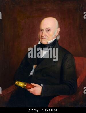 John Quincy Adams (1767-1848), amerikanischer Staatsmann, sechster Präsident der Vereinigten Staaten, Porträtmalerei von William Hudson Jr, 1844 Stockfoto