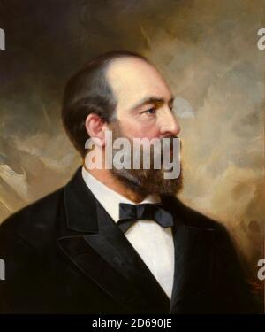 James Abram Garfield (1831-1881) war der 20. Präsident der Vereinigten Staaten, Porträtmalerei von Ole Peter Hansen Balling, 1881 Stockfoto