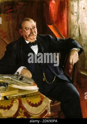 Grover Cleveland (1837-1908), amerikanischer Politiker, der 22. Und 24. Präsident der Vereinigten Staaten war, Portraitmalerei von anders Zorn, 1899 Stockfoto