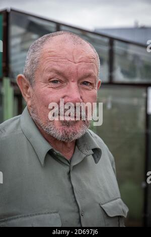 Rjasan, Russland - 27. Juli 2019: Senior Farmer in einem Russland. Stockfoto