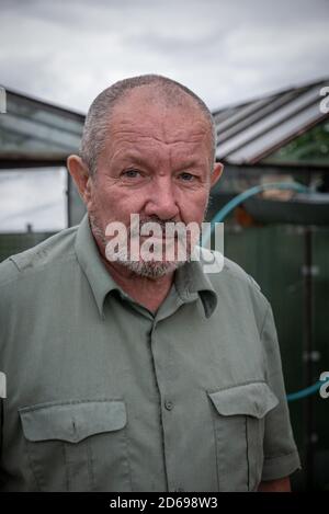 Rjasan, Russland - 27. Juli 2019: Senior Farmer in einem Russland. Stockfoto