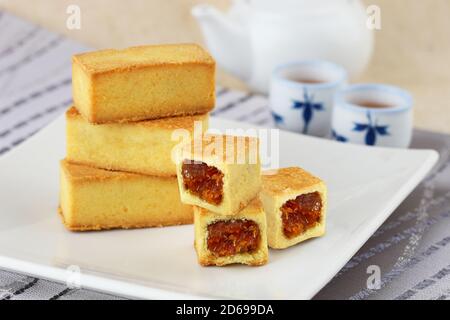 Köstliche taiwanesische Gebäck Ananas Torte Stockfoto