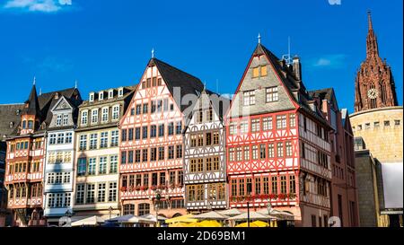 Traditionelle Häuser am Romerberg in Frankfurt Stockfoto