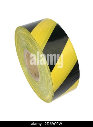 Schwarz-gelb gestreiftes Sperrband Stockfoto
