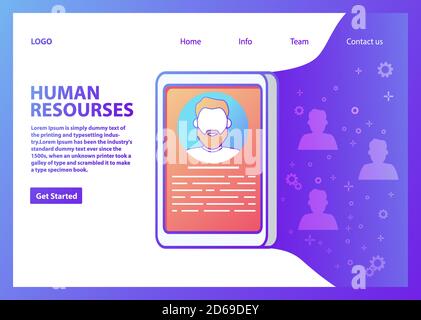 Personalbeschaffungskonzept. Mobile Anwendung auf dem Smartphone. Stock Vektor