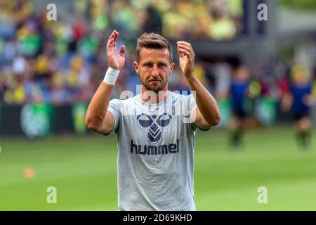 Brondby, Dänemark. August 2018. Kamil Wilczek von Broendby, WENN er vor dem 3F Superliga-Spiel zwischen Broendby IF und FC Nordsjaelland im Brondby Stadium gesehen wurde. (Foto: Gonzales Photo - Thomas Rasmussen). Stockfoto