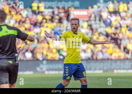 Brondby, Dänemark. August 2018. Bjorn Kopplin (15) von Broendby, WENN er während des 3F Superliga-Spiels zwischen Broendby IF und FC Nordsjaelland im Brondby Stadium gesehen wurde. (Foto: Gonzales Photo - Thomas Rasmussen). Stockfoto