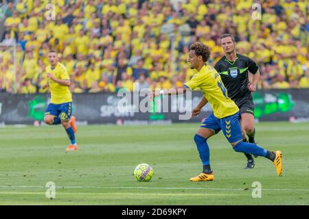 Brondby, Dänemark. August 2018. Hany Mukhtar (10) von Broendby, WENN er während des 3F Superliga-Spiels zwischen Broendby IF und FC Nordsjaelland im Brondby Stadium gesehen wurde. (Foto: Gonzales Photo - Thomas Rasmussen). Stockfoto