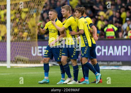 Brondby, Dänemark. September 2019. Josip Radosevic (22) von Broendby IF punktet im 3F Superliga-Spiel zwischen Broendby IF und FC Nordsjaelland im Brondby Stadium. (Foto: Gonzales Photo - Thomas Rasmussen). Stockfoto