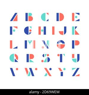 Kreative geometrische lateinische Großbuchstaben. Abstraktes Alphabet Buchstaben auf weißem Hintergrund isoliert gesetzt. Vektor-Logo-Zeichen, Emblem oder Icon-Konzept. Trendy Stock Vektor