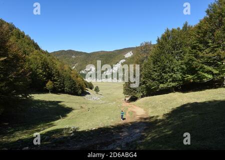 Viggianello, Italien. Oktober 2020. Ein Blick auf Piano Ruggio auf etwa 1550 Meter Höhe, auf den Pollino Bergen in Basilicata, Süditalien. Sehr beliebtes Touristenziel das ganze Jahr über. Kredit: Unabhängige Fotoagentur/Alamy Live Nachrichten Stockfoto