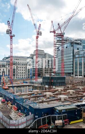 2016 Entwicklungsstandort des neuen Hauptquartiers von Goldman Sachs am Plumtree Court, Shoe Lane in der Farringdon Street, London. Stockfoto