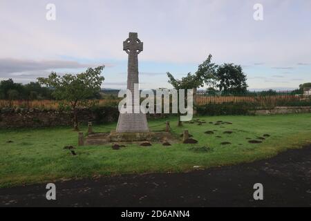 Die anglo-schottische Grenze. Cornhill. Northumberland. England. Großbritannien. VEREINIGTES KÖNIGREICH Stockfoto